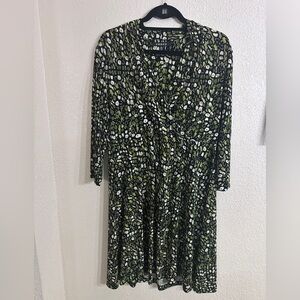Chaus Green Pleated Ruffled Midi Dress